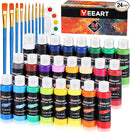 24 Colors Acrylic Paint Set, 2oz Bottles Classic Color, Rich Pigmented Canvas Paint Set, Premium Non-toxic Acrylic Paint for Artists, Kids & Adults, Art Supplies for Canvas Painting Rocks Wood Ceramic Model with 10 Brushes & Palette by TinyTreasures Baby Boutique