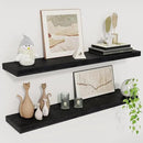 Fun Memories Floating Shelves for Wall, 30" Rustic Wood Deep Wall Mounted Shelves with Invisible Brackets for Decor & Storage, Floating Shelf for Living Room, Bathroom (Black, Set of 2) by CozyNest Decor