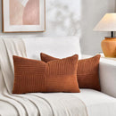 Fancy Homi 2 Packs Rust Long Lumbar Decorative Throw Pillow Covers 16x24 Inch for Couch Bed Sofa, Farmhouse Boho Home Decor, Soft Striped Corduroy Rectangle Accent Terracotta Cushion Case 40x60 cm by CozyNest Decor