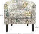 BELLEZE Living Room Chair, Linen Round Accent Barrel Chair, Club Tub Sofa Chair for Bedroom, Corner Chair with Flared Legs and Cozy Soft Padding - Highland (Green Coral) by CozyNest Decor
