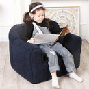 Kids Snuggly-Soft Sherpa Chair, Cuddly Toddler Foam Chair for Boys and Girls, Dark Blue by TinyTreasures Baby Boutique