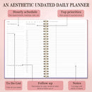 Cute Daily Planner Undated & To Do List Notebook for Work: With Hourly Schedule, 80 days Day on a Page Planner for Life Tasks - Day & Hour Agenda, Organizer Journal For Women or Men by TinyTreasures Baby Boutique