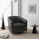 Swivel Barrel Accent Chair, Modern Round Faux Leather Arm Chair for Living Room, Bedroom, Comfy Club Reading Chairs for Adults(Faux Leather, Black Grey, Set of 4) by CozyNest Decor