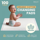 Organic Cotton Disposable Changing Pad Liners | Large 18x24 Hypoallergenic Ultra Absorbent & Waterproof Super Soft, Quilted Underpads for Baby Diaper Table & Travel, Leak Proof & Mess Free [100-Pack] by TinyTreasures Baby Boutique