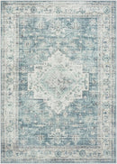 LIVEBOX Washable Area Rug 5x7 Rugs for Living Room Bedroom, Non-Slip Boho Indoor Carpet for Dining Room Office, Low-Pile Farmhouse Soft Carpets for Kids Nursery Room Playroom, Blue by TinyTreasures Baby Boutique