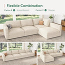 HONBAY Modular Sectional Couches with Storage Corduroy Sleeper Sofa Modular Sectional Couches for Living Room,Beige by CozyNest Decor