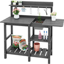 SERWALL Potting Bench Outdoor Potting Table with Sink, HDPE Potting Benches for Outside Gardening Table All Weather Use- Gray by GreenHaven Gardens