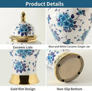 Ginger Jars for Home Decor, White and Gold Vase, Porcelain Ginger Jar Chinoiserie Blue and White Vase with Gold Trim and Floral Pattern, Ceramic Flower Vase for Home, Temple and Storage Jars(12in) by CozyNest Decor