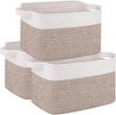 OIAHOMY 3 Pack Storage Baskets for Organizing, 13''X9.85''X8.7'' Storage Bins,Woven Basket with Handles, Toy Storage Bin,Stylish Room Decor Basket, white & Brown variegated by TinyTreasures Baby Boutique