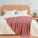 inhand Knitted Throw Blankets for Couch and Bed, Soft Cozy Knit Blanket with Tassel, Coral Pink Lightweight Decorative Blankets and Throws, Farmhouse Warm Woven Blanket for Men and Women, 60"x80" by CozyNest Decor