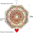 Wind Spinner Mandala Mystique 12 inches – 3D Stainless Steel – Laser Cut Metal Art Geometric Pattern - Hanging Wind Spinner, Kinetic Yard Art Decorations - Indoor/Outdoor Decor by GreenHaven Gardens