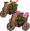 Adnee 2 Pcs Wooden Barrel Tricycle Planter-Rustic Cart Garden Planter Pot-Decorative Raised Barrel Wagon Planter for Indoor Decor Outdoor Patio Lawn Garden Backyard by GreenHaven Gardens