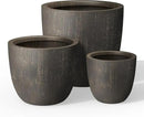 Kante 18",14",10" Dia Concrete Round Planters (Set of 3), Outdoor Indoor Large Planter Pots with Drainage Hole and Rubber Plug for Home Patio Garden, Oil Rubbed Bronze by GreenHaven Gardens