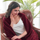 inhand Knitted Throw Blankets for Couch and Bed, Soft Cozy Knit Blanket with Tassel, Claret Lightweight Decorative Blankets and Throws, Farmhouse Warm Woven Blanket for Men and Women, 60"x80" by CozyNest Decor