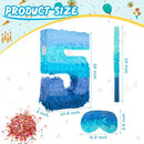 Sratte Number 1 2 3 4 5 6 7 8 9 Piñata with Stick Blindfold Confetti, Gradient Blue Piñata for Kids Boys Girls Birthday Party Anniversary Decorations Supplies(Number 5) by TinyTreasures Baby Boutique