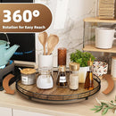 Acacia Wood 16" Lazy Susan Turntable Organizer for Table Top, Farmhouse Large Round Lazy Susan for Cabinet Kitchen Centerpieces Dining Table, for Condiments Charcuterie, Bathroom Vanity Tray Decor by CozyNest Decor