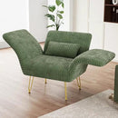 Txtin's Comfy Accent Chair Reading Chair for Bedroom Cozy Wing Arm Living Room Single Sofa Chair with Angle Adjustable Arms Green Corduroy Easy Assembly by CozyNest Decor