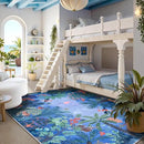 LIVEBOX Washable Bedroom Rug 8x10 Under Bed, Modern Stain Resistant Botanical Rug for Living Room Playroom Kids Boy Room, Non-Slip Jungle Forest Print Rugs for Nursery Baby by CozyNest Decor