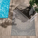 CAMILSON Outdoor Rug 10x14 Modern Area Rugs for Large Indoor and Outdoor Patios and Porches - Waterproof Washable Non-Shedding Easy-to-Clean Outside Carpet (10 x 14, Medallion - Grey/White) by CozyNest Decor