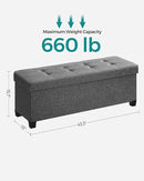 SONGMICS Storage Ottoman Bench, Foldable Foot Rest with Legs, 15 x 43 x 15.7 Inches, End of Bed Bench, Storage Chest, Load up to 660 lb, for Living Room, Bedroom, Entryway, Slate Gray ULSF018G01 by CozyNest Decor