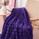 NEWCOSPLAY Faux Fur Throw Blanket Purple Bubble Blanket Thick Warm Soft for Couch Sofa Bed 550GSM (Purple, Throw(50"x60")) by CozyNest Decor