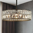 16” 4-Light Modern Crystal Chandeliers Black Dinning Room Light Fixture with Two Rods, Round Pendant Light Kitchen Island Chandelier, Flush Mount Ceiling Light for Living Room Entryway by CozyNest Decor