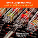 Kabob Grilling Basket Set of 4 with Removable Handle – Stainless Steel Baskets for Grilling Vegetables, Fish & Kabobs – Outdoor BBQ Accessories with Heavy-Duty Scrub Sponge by GreenHaven Gardens