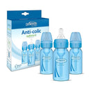 Dr. Brown’s Natural Flow® Anti-Colic Options+™ Narrow Baby Bottles 4 oz/120 mL, with Level 1 Slow Flow Nipple, 3 Pack, 0m+ Blue by TinyTreasures Baby Boutique