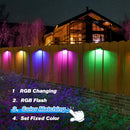 Aulanto Solar Fence Lights 4 Pack-Plus,100 Lumen Big Outdoor Solar Light IP65 Waterproof, Warm White and 10 RGB Modes,Fence Lights Otdoor Solar Lighting for Backyard,Garden,Fence,Wall,Deck,Stairs. by GreenHaven Gardens