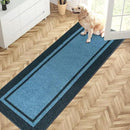 PURRUGS Dirt Trapping Door Mat 24" x 70", Non-Slip/Skid Machine Washable Entryway Rug, Shoes Scraper, Area Rug, Super Absorbent Welcome Mat for Muddy Wet Shoes and Paws, Light Blue & Navy by CozyNest Decor
