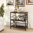 IBUYKE Kitchen Island with Storage, Bakers Rack with Power Outlet,Microwave Stand with Large Worktop,Rolling Bar Cart for Home, Outdoor, Kitchen,Black TMJ029B by CozyNest Decor