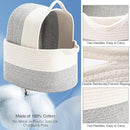 Cotton Rope Woven Storage Basket, Used for Baby Hamper Toy Organizer, Gift Baskets Empty,Kids Laundry Basket,Baby Blanket Basket. Size 15x10x8.7 Inches. (White&Grey-3PCS) by TinyTreasures Baby Boutique