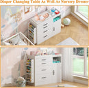 Bigbiglife Changing Table Dresser, Baby Nursery Dresser with 4 Drawers & 1 Cabinet & 3 Open Shelves Storage, Modern Diaper Changing Station for Children's Room, Changing Pad Included, White by TinyTreasures Baby Boutique
