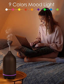 Essential Oil Diffuser,Handcrafted Ceramic Diffuser for Home,Ultrasonic Cool Mist Air Diffuser, 9 Colors Night Light with Timer (Black) by TinyTreasures Baby Boutique