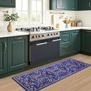 Runner Rug for Entryway: 2.6x8 Kitchen Rugs Non Slip Washable Ultra-Thin Soft Floral Carpet Indoor Floor Stain Resistant Carpets for Hallway Bedroom Kitchen Laundry Bathroom Dorm Blue by TinyTreasures Baby Boutique