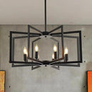 Modern Farmhouse Black Chandeliers for Dining Room, 8-Light Industrial Metal Chandeliers Geometric Pendant Lights Kitchen Island for Entryway Stairway Foyer Hallway by CozyNest Decor