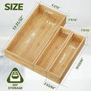 BAMEOS 3-Piece Bamboo Drawer Organizer, Utensil Organizer for Drawer, Junk Drawer Organizer for Kitchen Bathroom, Dressing Room, Office, Pantry (Natural) by CozyNest Decor