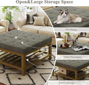 Large Square Ottoman Coffee Table, Linen Solid Upholstered Footrest Ottoman with Solid Wood Shelf Storage Tufted Coffee Table for Bedroom Living Room, Granite by CozyNest Decor
