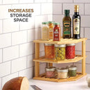 Cabinet Organizer Shelf - Bamboo Corner Rack for Kitchen Counter, Cabinet Space Saver for Plates, Dishes, Bowls, Bread - Pantry and Bathroom Storage or Countertop - Useful Home & Housewarming Gift by CozyNest Decor