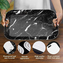Serving Trays with Handles, 14.5 x 9.8 inch Rectangular Plastic Tray for Restaurant, Kitchen, Black Marble by CozyNest Decor