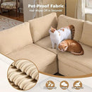 Modular Sectional Sofa, 130.7 Inch U Shaped Couch Set for Living Room, 4-Seater Comfy Cloud Couches with Two Movable Ottoman, DIY Combination, Plush Corduroy, Beige by CozyNest Decor