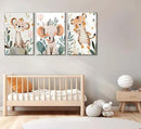3 Pcs Safari Animals Nursery Canvas Wall Art Jungle Animals Cheetah Elephant Tiger Kids Room Illustration Pictures Wall Decor Posters Print Artwork for Classroom Boy's Girl's Room Bedroom by CozyNest Decor