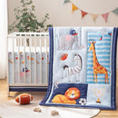 4 Piece Crib Bedding Set for Boys Girls, Infant Toddler Nursery Baby Bedding Sets Includes Cartoon Quilt, Fitted Crib Sheet, Crib Skirt and Plush Football Toy (MVP) by TinyTreasures Baby Boutique