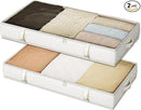 Vailando Under Bed Storage Containers, Underbed Storage Bins with 6 Inches Tall, Clothes Storage Box with Sturdy Handles and Sidewalls, Beige, 2-Pack by CozyNest Decor