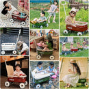 kidpop PULA-Wild 3-in-1 Kids' Pull-Along Wagon Toddlers Push Walker for 2.5-8, Removable Wooden Cover and Adjustable Handlebar, Birthday Gifts Max Weight 33 lbs (Red) by TinyTreasures Baby Boutique