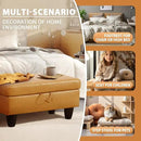 Ottoman Rectangular Storage Ottoman Bench, Faux Leather Footrest, Coffee Table, Stool Footstool with Hinged Lid for Living Room, Bedroom, Entryway, Orange, 28.5"x19"x17.5" by CozyNest Decor