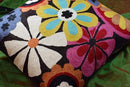 Modern Black Daisy Floral Pillow Cover Accent Flower Traditional Pillowcase Hand Embroidered Florals Couch Pillowsham Boho Outdoor Cushion Suzani Accent Pillow Wool 18x18 Inch by CozyNest Decor