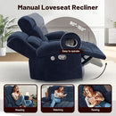 Loveseat Recliner Sofa Set with 2+1 Pieces, 2 Seater Minimalist Style Fabric Manual Pull Tab Reclining Loveseat with USB Charge Ports, Cup Holders, Recliner Couches for Living Room, RV, Blue by CozyNest Decor