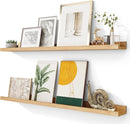 Solid Ash Wood Picture Ledge Shelf, Wood Floating Shelves Set of 2, 48 Inch Long Large Photo Ledge Shelves, Nursery Book Shelves Wall Mounted for Living Room Kids' Bedroom Decor, Natural by TinyTreasures Baby Boutique