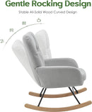 Rocking Chair Nursery, Teddy Baby Nursery Rocking Chairs, Modern Nursing Chair for Breastfeeding, Nursery Rocker for Small Spaces Indoor, Accent Glider Chairs for Living Room, Bedroom, Grey by TinyTreasures Baby Boutique